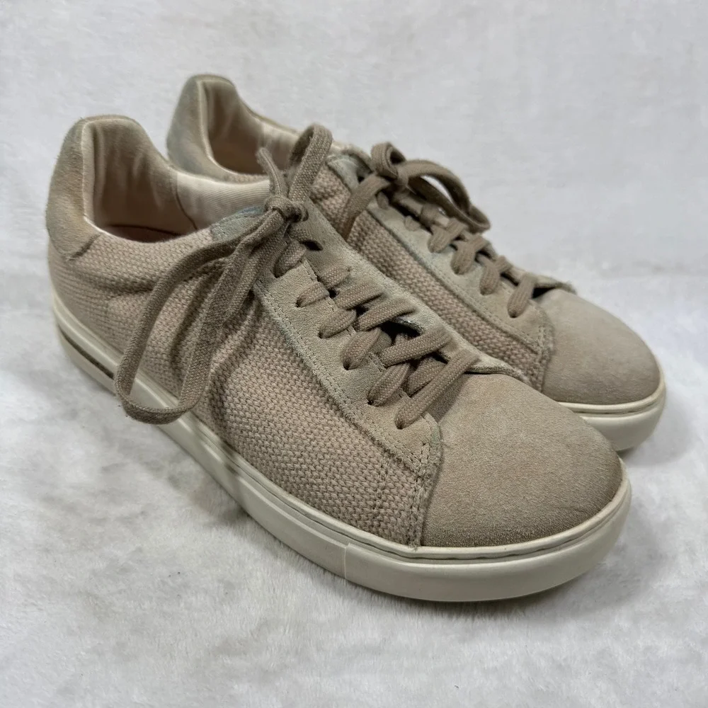 Birkenstock Bend Low Canvas Suede Sneakers Sandcastle Beige Tan 40 L9 M7 1031